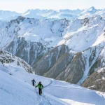Ski touring near the Grands Montets, Chamonix, France