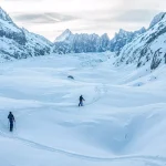 Splitboard / Ski touring on the Argentière Glacier, Chamonix, French Alps, France