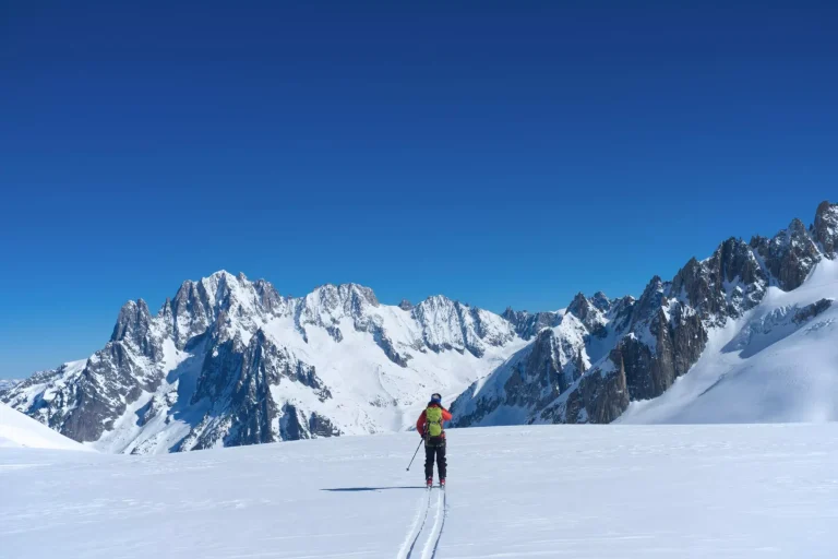 Skier in the Vallée Blanche, Chamonix, France.