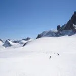 Skiers on the Vallee Blanche glacier trail, Chamonix
