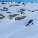 Snowboard freeride in the mountains, Chamonix, France